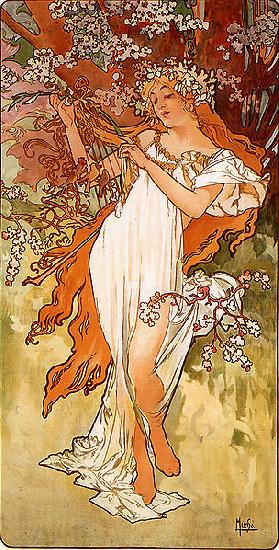 Alfons Mucha Spring Sweden oil painting art